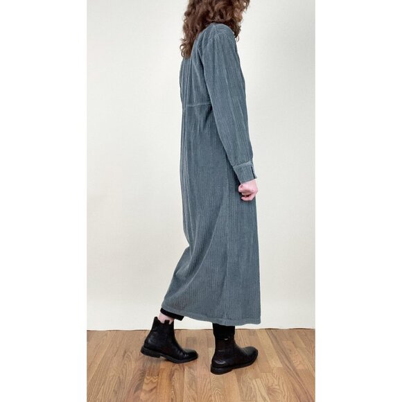Vintage 90s Corduroy Midi Dress Long Duster Cardigan Jacket Coat Shacket 1990s - Picture 3 of 8